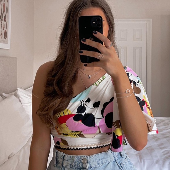 LAST ONE 🌺 NWT ZARA Asymmetrical Multicolored Top - Picture 5 of 16
